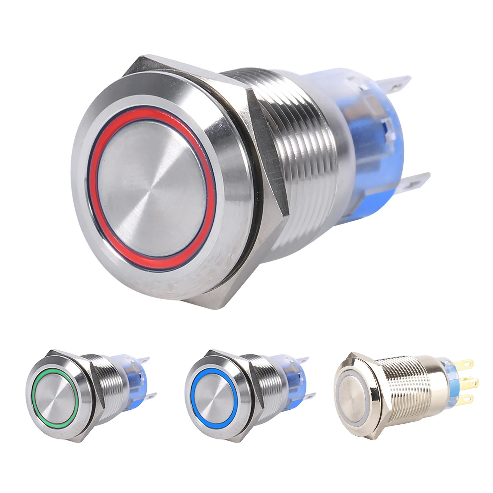 19mm 12‑24V LED Waterproof Stainless Selflocking Latching Push Button Switch On Off  Button Switch Self locking Switch