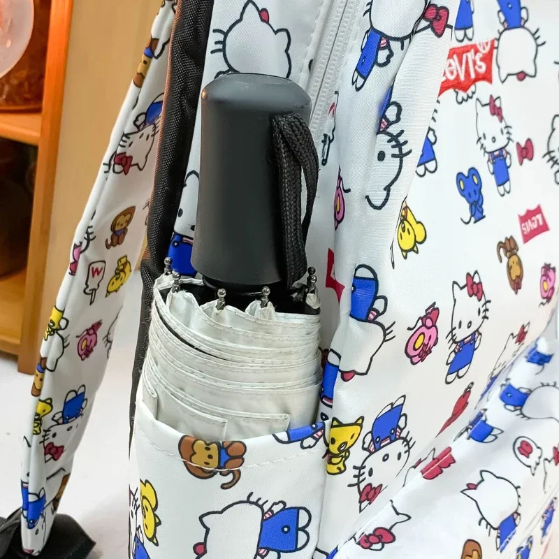 مرحبا كيتي الطفل على ظهره الكرتون فتاة جديدة سعة كبيرة طالب حقيبة مدرسية النايلون المياه برهان أنيمي الشكل Kawaii