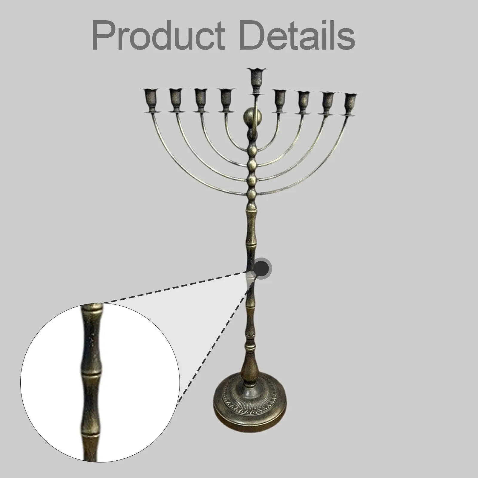 Sturdy Candle Holder Iron Menorah 9 Arms Centerpiece Candle Stand for Dining Table Decorations