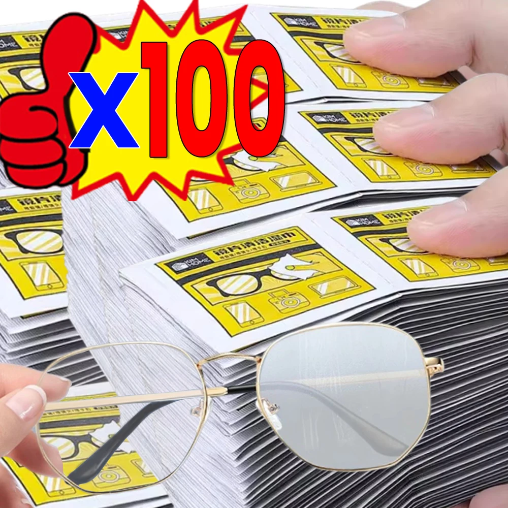 

100/10pcs Glasses Cleaning Wet Paper Disposable Anti Fog Misting Dust Remover Lens Wipes Sunglasses Phone Screen Cleaner Tool