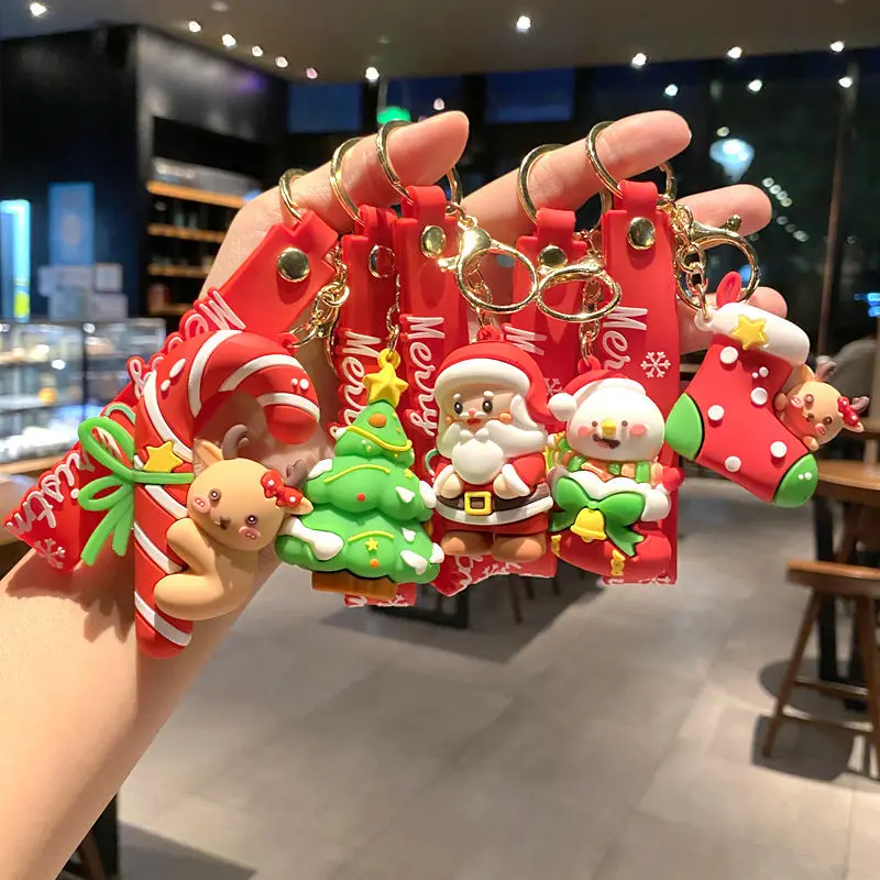 Keychain Cute Christmas Snowman Cartoon Charm Pendant Resin Alloy Colorful for Car Backpack Bag Gift Accessory Portable