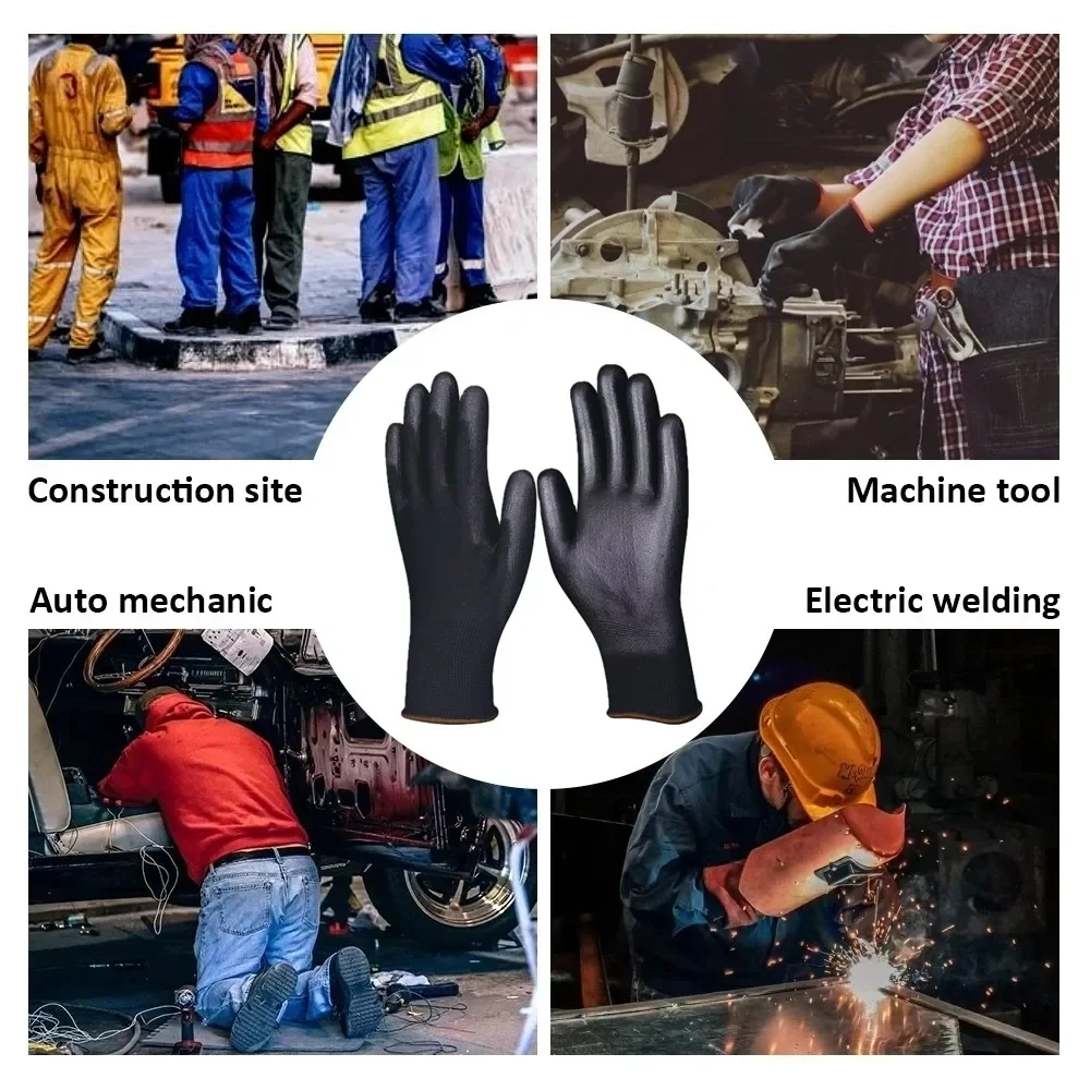 Polyurethane Gloves with Logo Free, Safety Work Gloves, Repair Gloves, Palm Coated, Carpenter, Repairman Supplies, 10/30 Pair