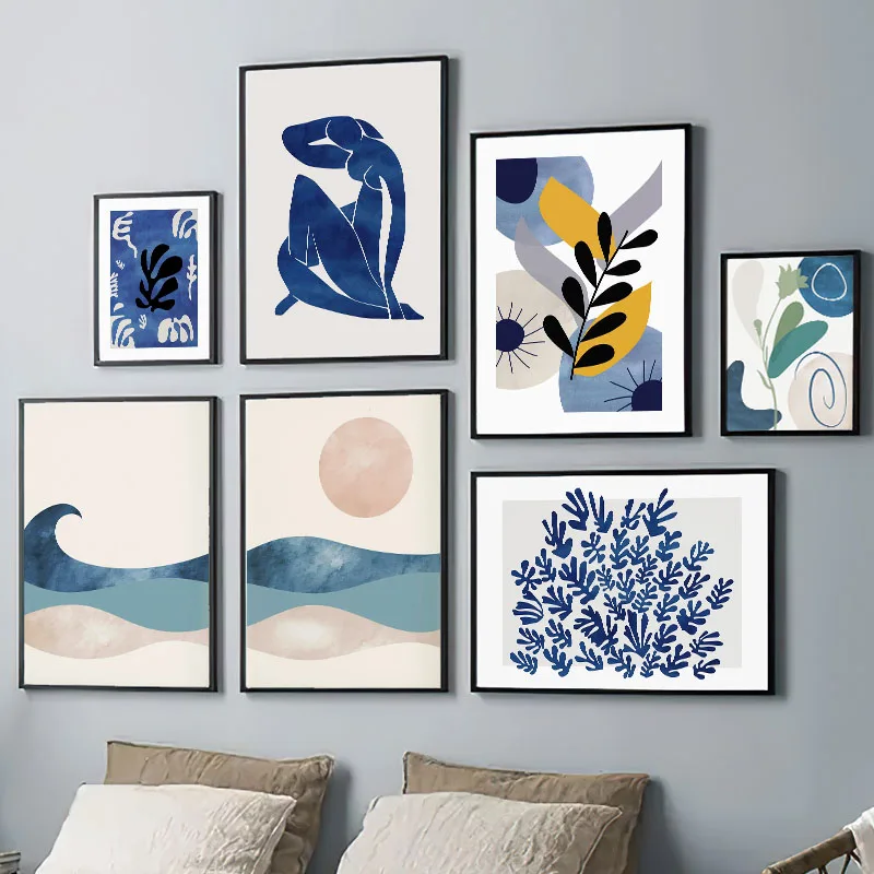 Sea Sun Women Leaf Coral Poster Wall Art Canvas Painting Abstract Posters And Prints Cafe Office Pictures For Living Room Dec