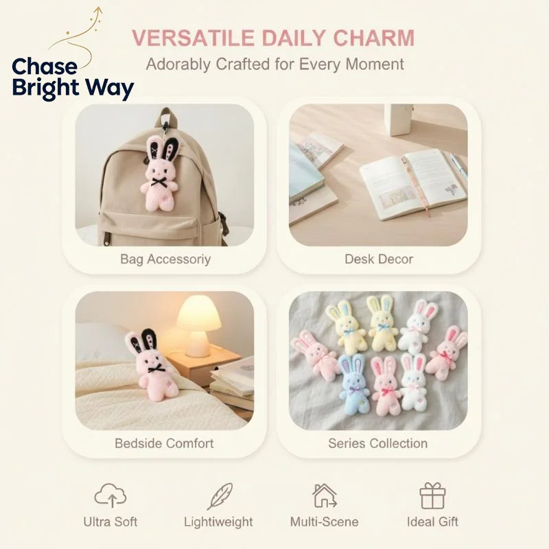 사랑스러운 털실 토끼 키링, 부드럽고 폭신하며 리본 장 - Phone Accessories Charms 리뷰 및 가격