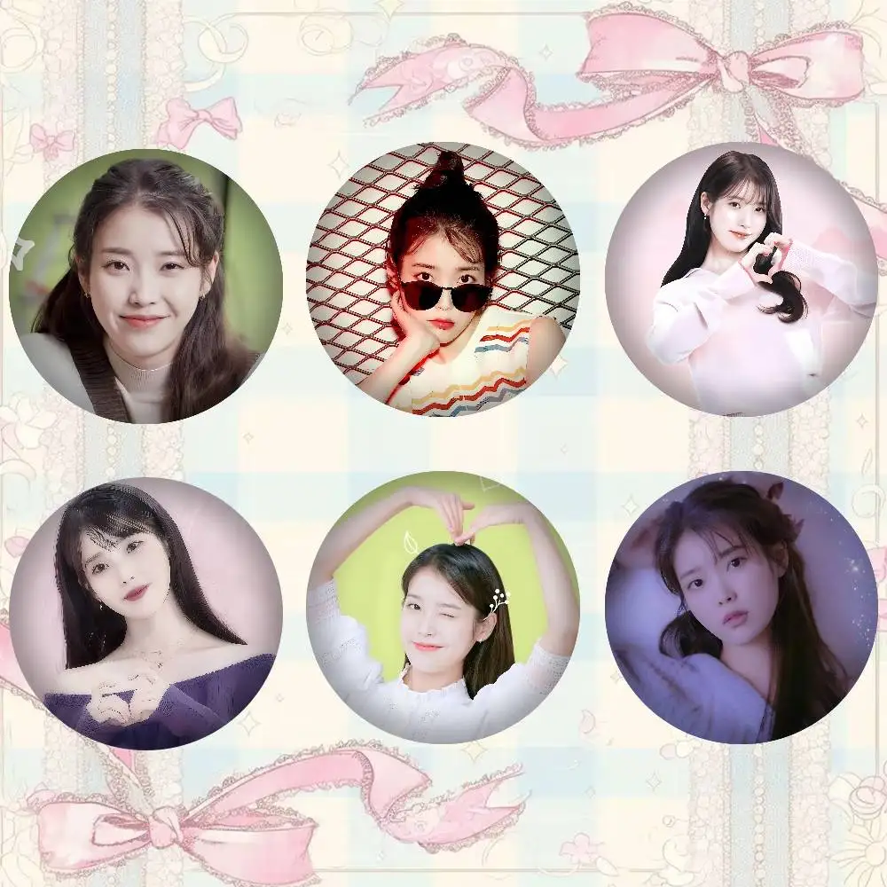 POP Korean Singer I-IU-es Badges 25 32 44 58 75 Mm Round Cosplay Pin Decor Fans Collect Friends Gifts Brooch Souvenir