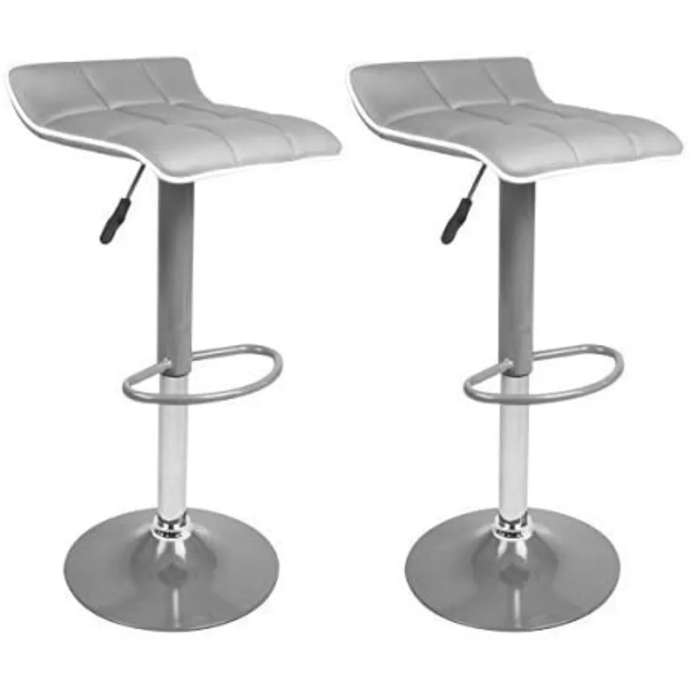 

PU Leather Swivel Hydraulic Bar Stool, Set of 2 (Cushion Seat) (Grey)