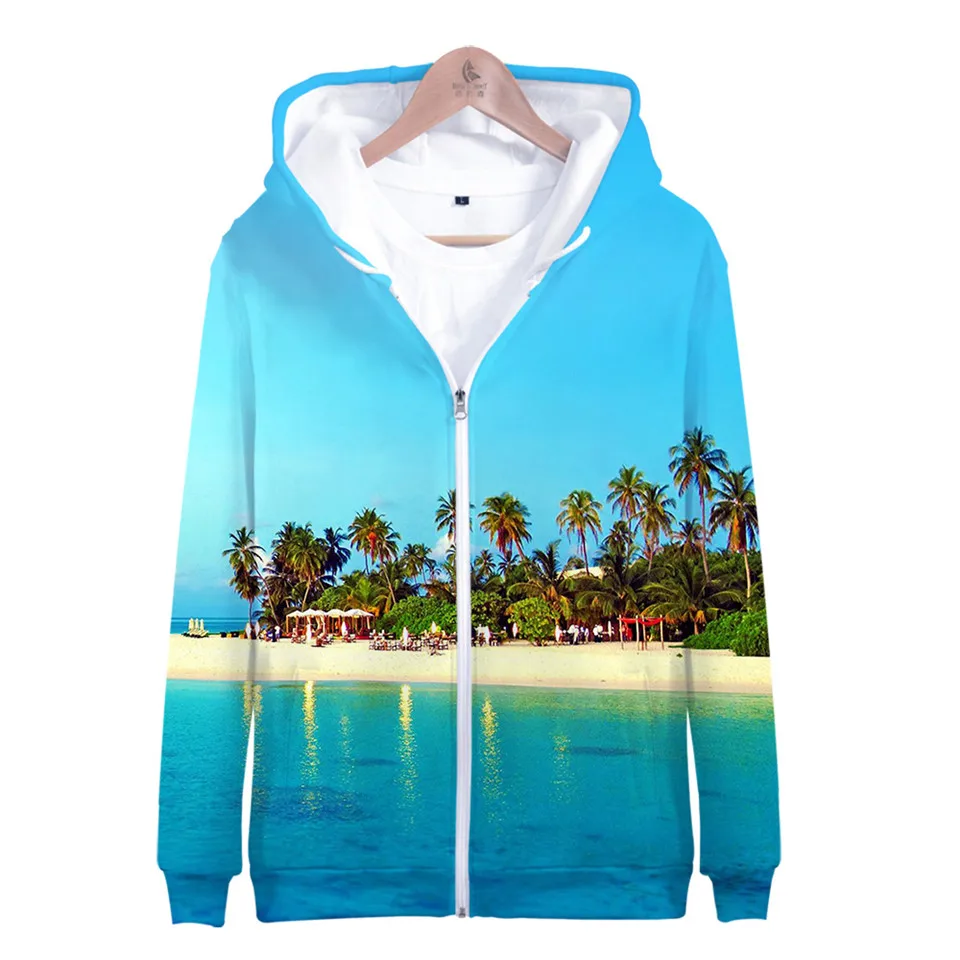 

Coconut Tree Beach Shell Hoodies Men/Women Hoodie Sweatshirt Hooded Mens Ocean Sky Beautiful Seaside View Sweet Hoody Coat