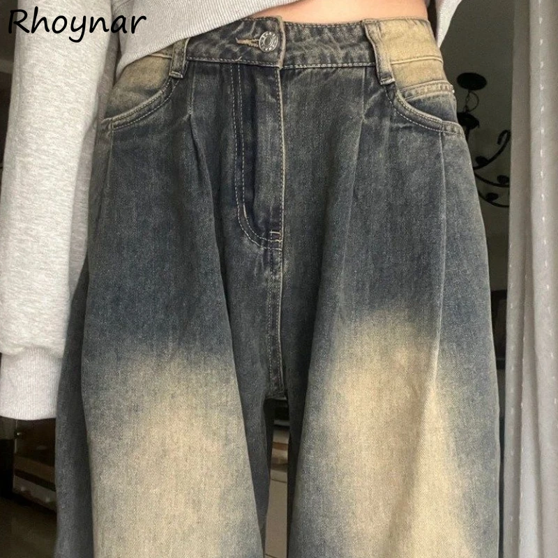 

Jeans Women High Waist Wide Leg Loose Fit Straight Retro Bleached Fashion Chic Streetwear Casual Style All-match Vintage Soft