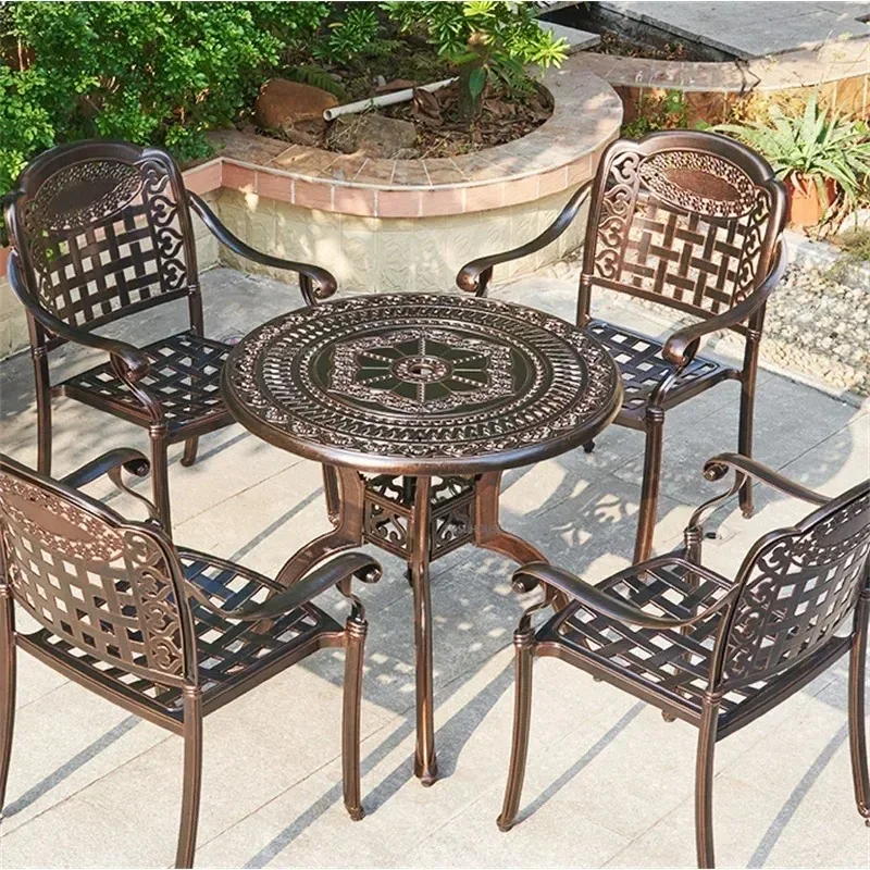 

Набор садовой мебели для улицы, европейский алюминиевый стол и набор стульев, садовая вилла, балкон, набор обеденных столов для отдыха