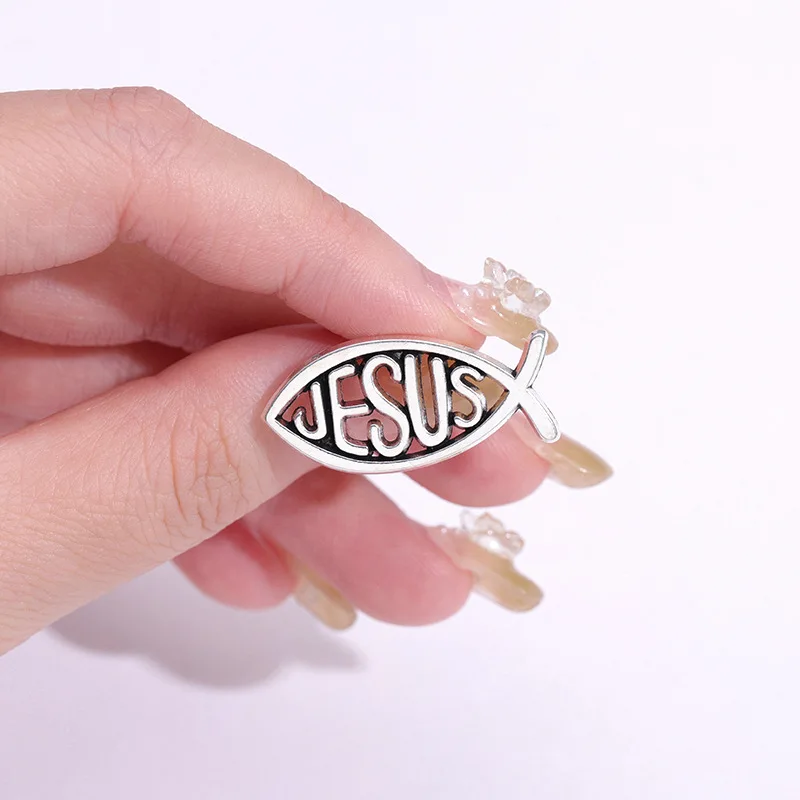 Jesus Fish Christianity Enamel Pins Hat Clothes Collar Backpack Jewelry Brooches Lapel Pin for Kids Friends Wholesale Badge Pin