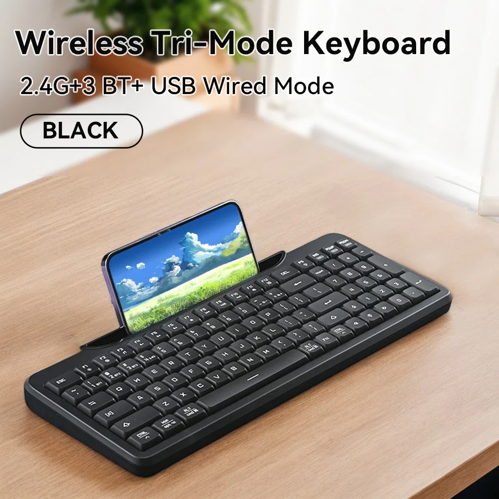 

Эргономичная беспроводная мембранная клавиатура с ножничным переключателем BT/2.4G/USB, слот для держателя многосистемного устройства для офисного набора на весь день