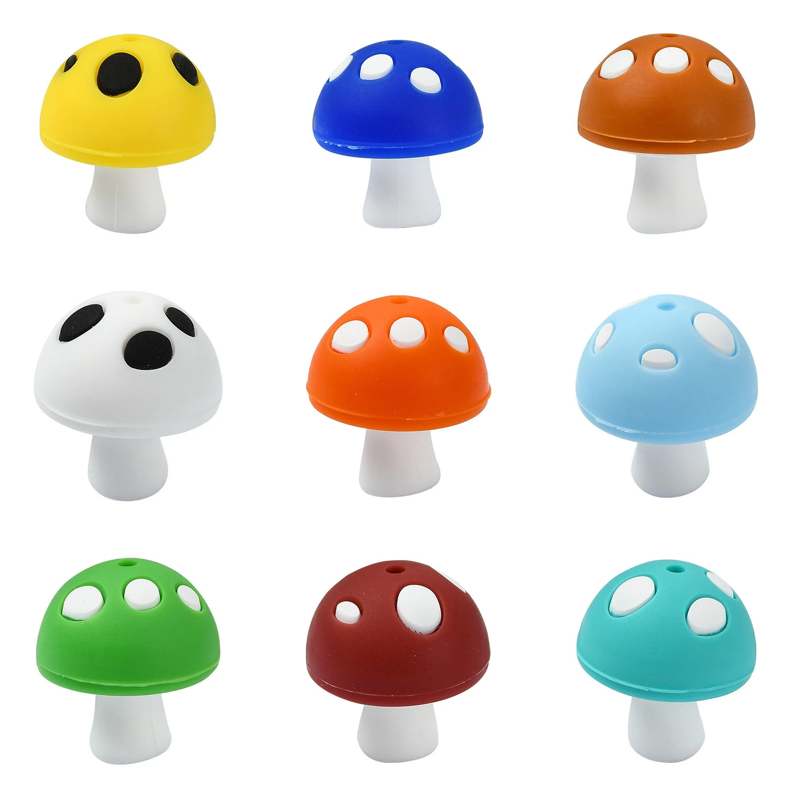 

Pandahall 18Pcs Mixed Colors Mushroom Silicone Focal Beads Cute Mushroom Shaped Silicone Beads for Necklace Bracelet Making