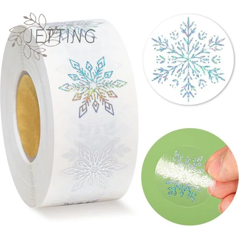 

(SMTGDP11)500 Sheets/roll Snowflakes Sticker Transparent Christmas Tags Stickers For Kid Gift Baking Package Envelope Decor Stat