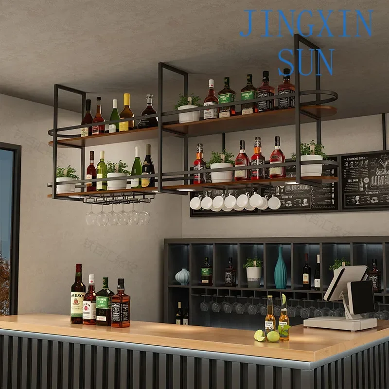 Hanging Kitchen Wine Cabinets Bar Liquor Club Holder Metal Small Wine Rack Commercial Inverted Adega Barzinho Home Furniture