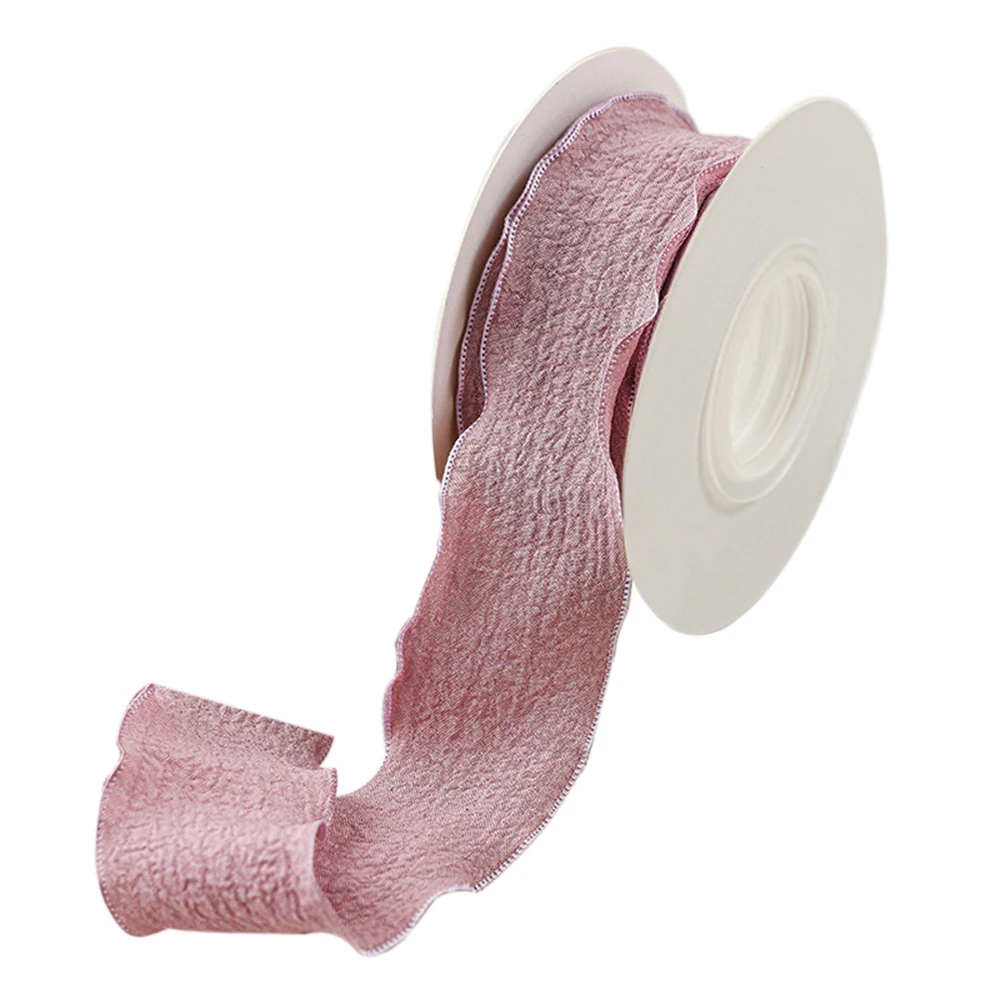 1roll 9M Fishtail Yarn Ribbons Wave Edge Pleated Chiffon Ribbon Gifts Packaging Material Wedding Birthday Party Flower DIY Decor