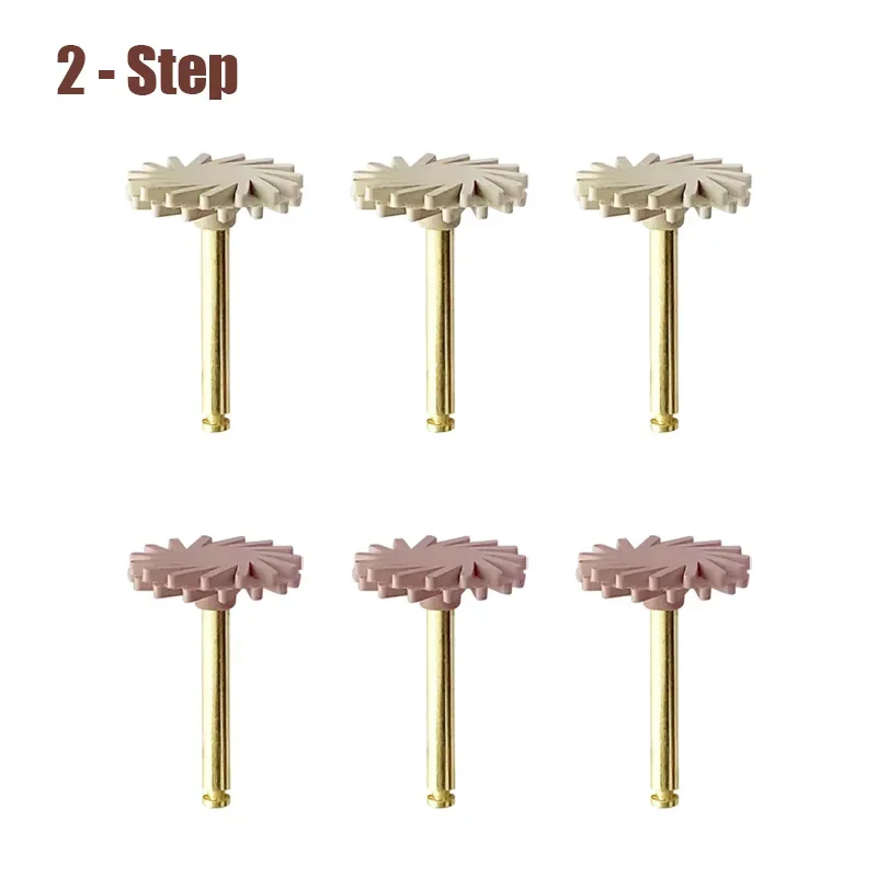 

6Pcs Dental Rubber Polisher Composite Resin Diamond Impregnated 2-Step Polishing System RA Disc 14mm Wheel Kit Spiral Flex Brush