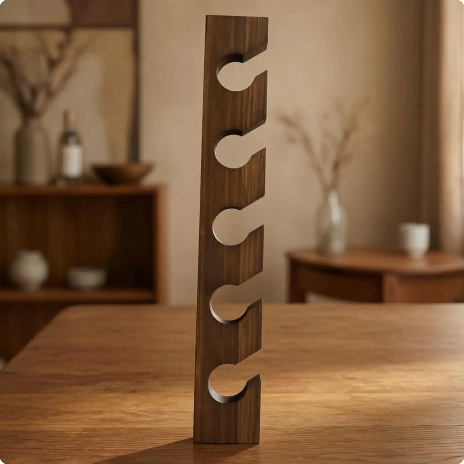 Vertical Wooden Hat Rack for Wall Mount with 5 Slots for Baseball Caps Organizer for Closet Entryway Door