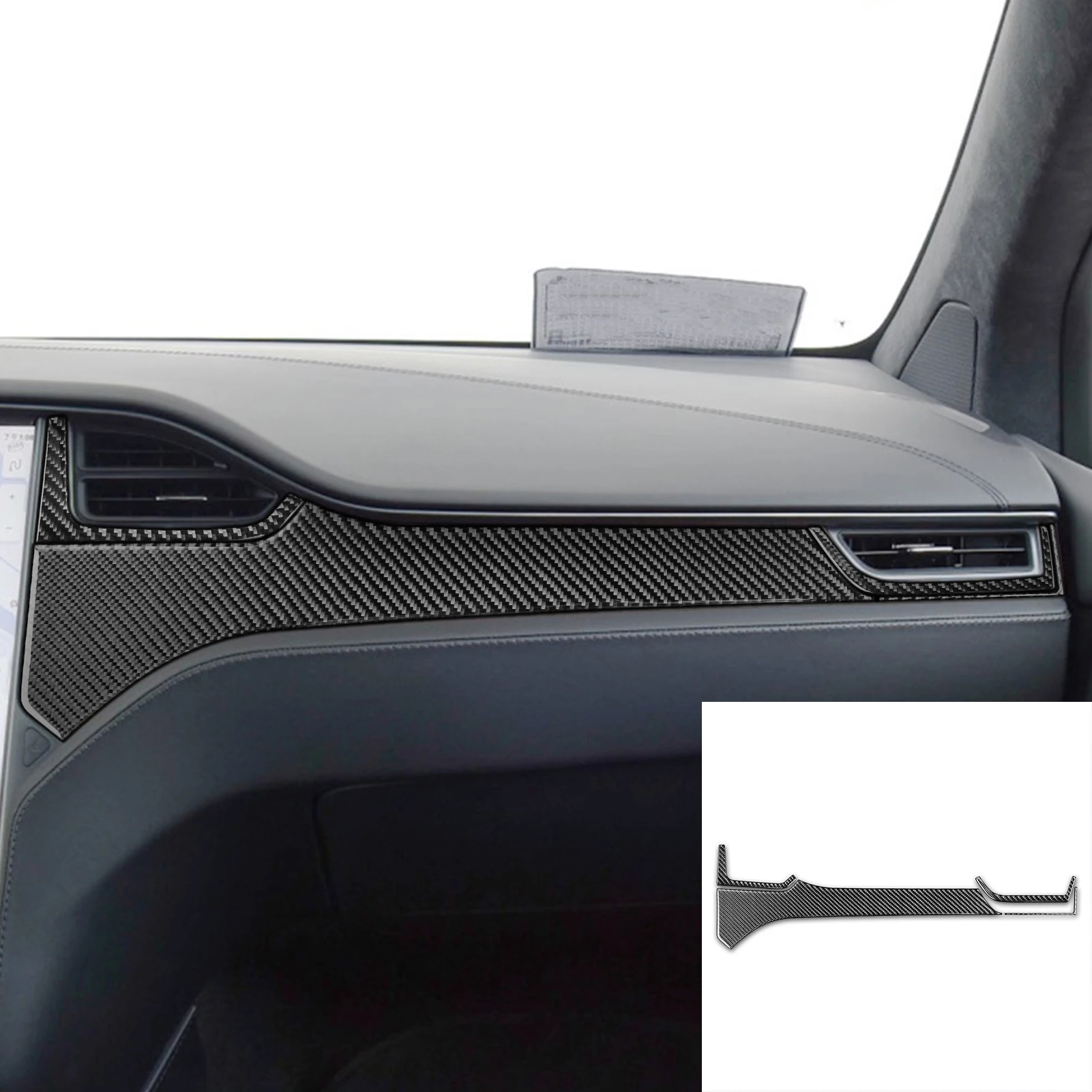 Carbon fibre passenger side decoration For Tesla Model S 2012-2020 For Tesla Model X 2016-2020 Front passenger decorationSticker