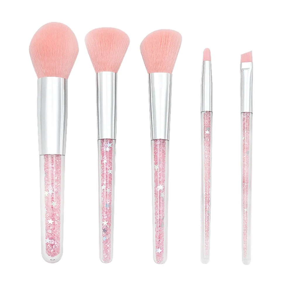 

5 pcs Makeup Brush Set Professional Brushes for Women Foundation Powder Eyeshadow Daily Use Premium Non-Shedding Dense