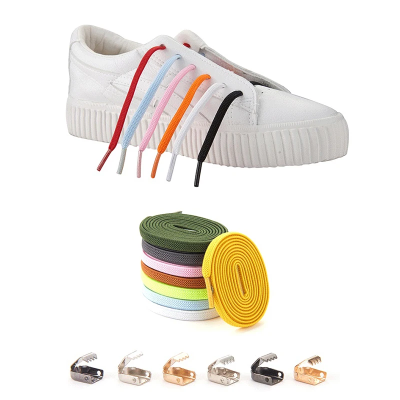 1Set No Tie Elastic Shoelace with Shoe Buckle Outdoor Leisure Sneakers Quick Safety Flat Shoe Lace Kid Adult Unisex Lazy lace