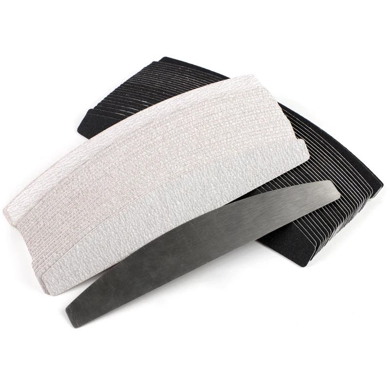 100PCS Self Adhesive Replaceable Nail File Refill Pads Metal Handle Reusable Nail Sandpaper Strips 100/180/240 Grit Buffer