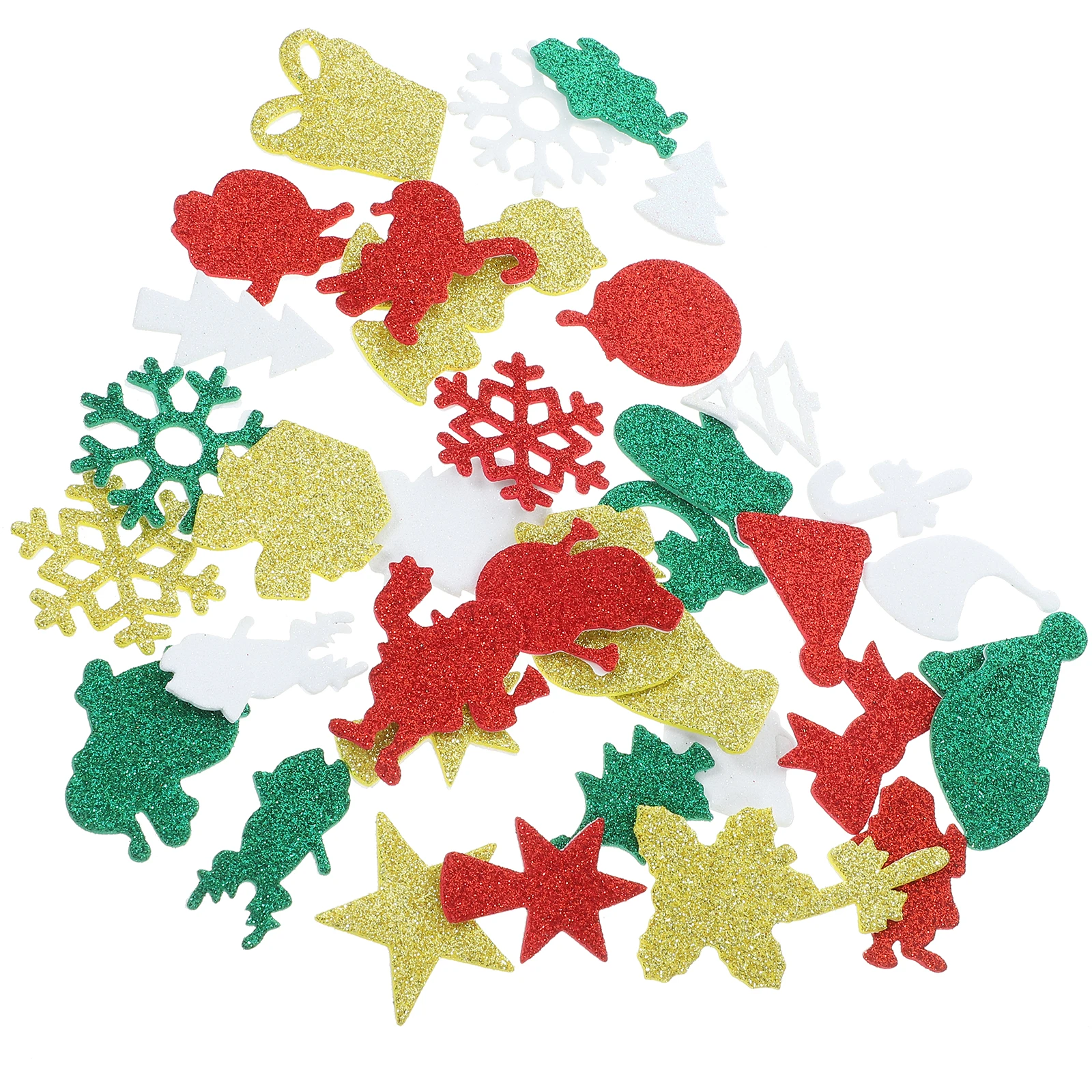 

50 Pcs Christmas Foam Stickers Vintage Glitter Decorative Adhesive for Crafts Party Wall Window Door Decor Scrapbook