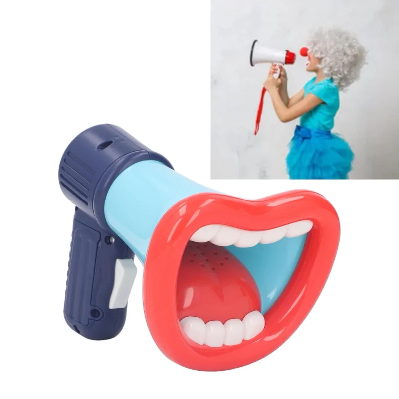 Changeur de voix pour enfants, grande bouche, effet sonore Multiple, enregistrement éducatif, haut-parleur, jouet avec lanière bleue