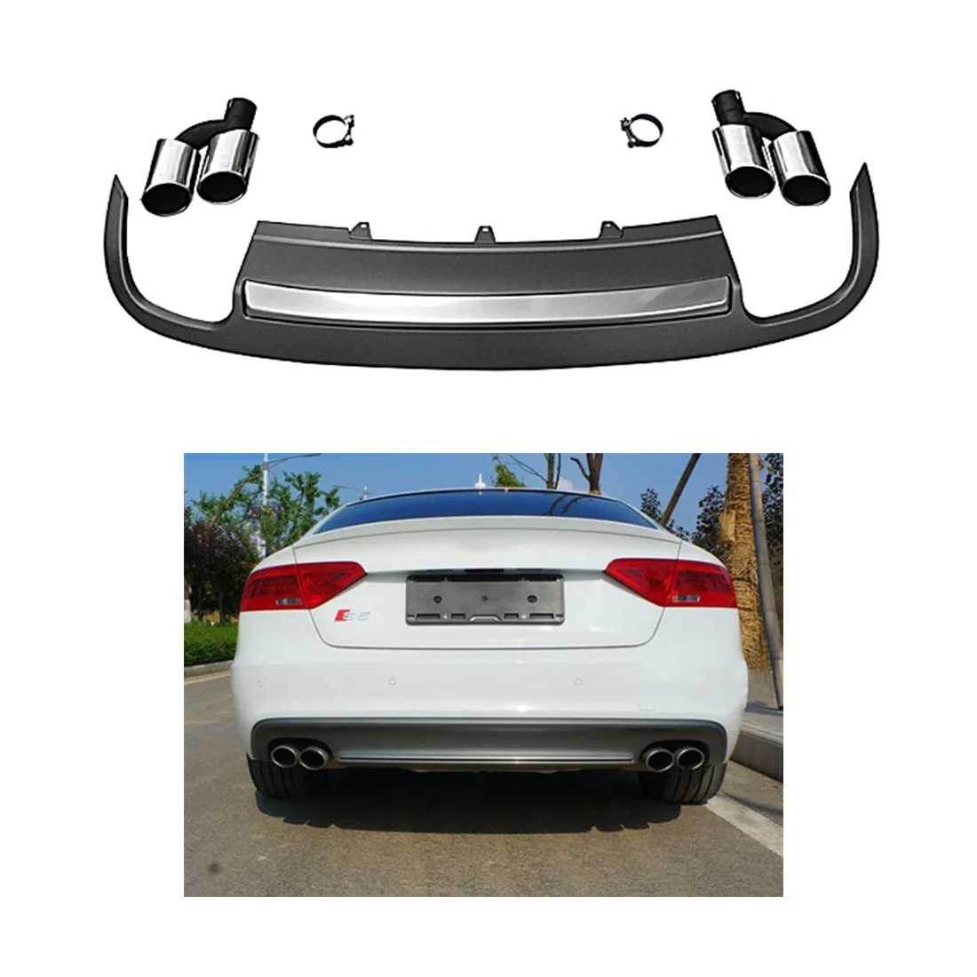 

Диффузор Fengshun S5 Style с хвостовыми трубками для A5 2008-2011 Обновление S5 Задний диффузор A5 B8 Диффузор