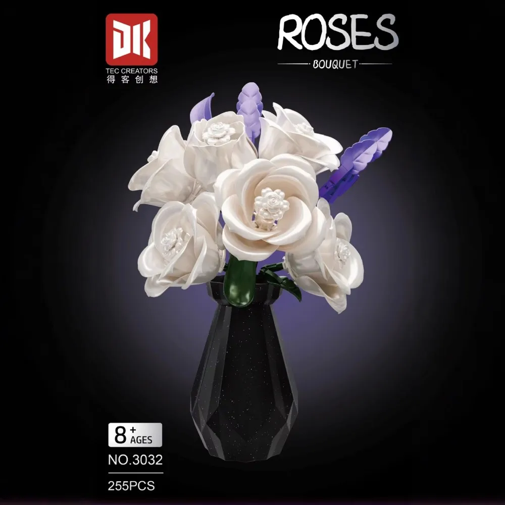

255PCS Black & Gold Rose Building Block Bouquet with Vase, Eternal Flower Home Decor Luxury Gift for Women & Girls