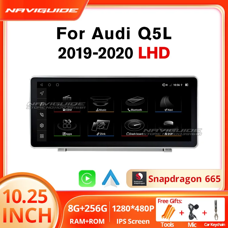 

NAVIGUIDE 10.25'' Android 12.0 Carplay For Audi Q5L LHD 2019-2020 Car Multimedia Player GPS Navi Auto Radio Bluetooth Headunit