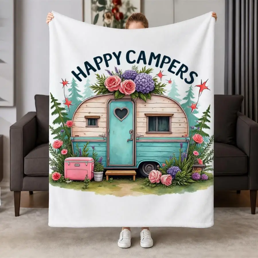 Happiness Is Playing Mahjong With Girls Pink Floral Letter Flannel Throw Blanket, Funny Mahjong Themed Blanket for Women Gift