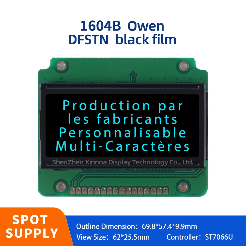 

LCM Display Module Dot Matrix 16*4 LCD ST7066U DFSTN Black Film Ice Blue Letters European 1604B LCD Character Display Screen