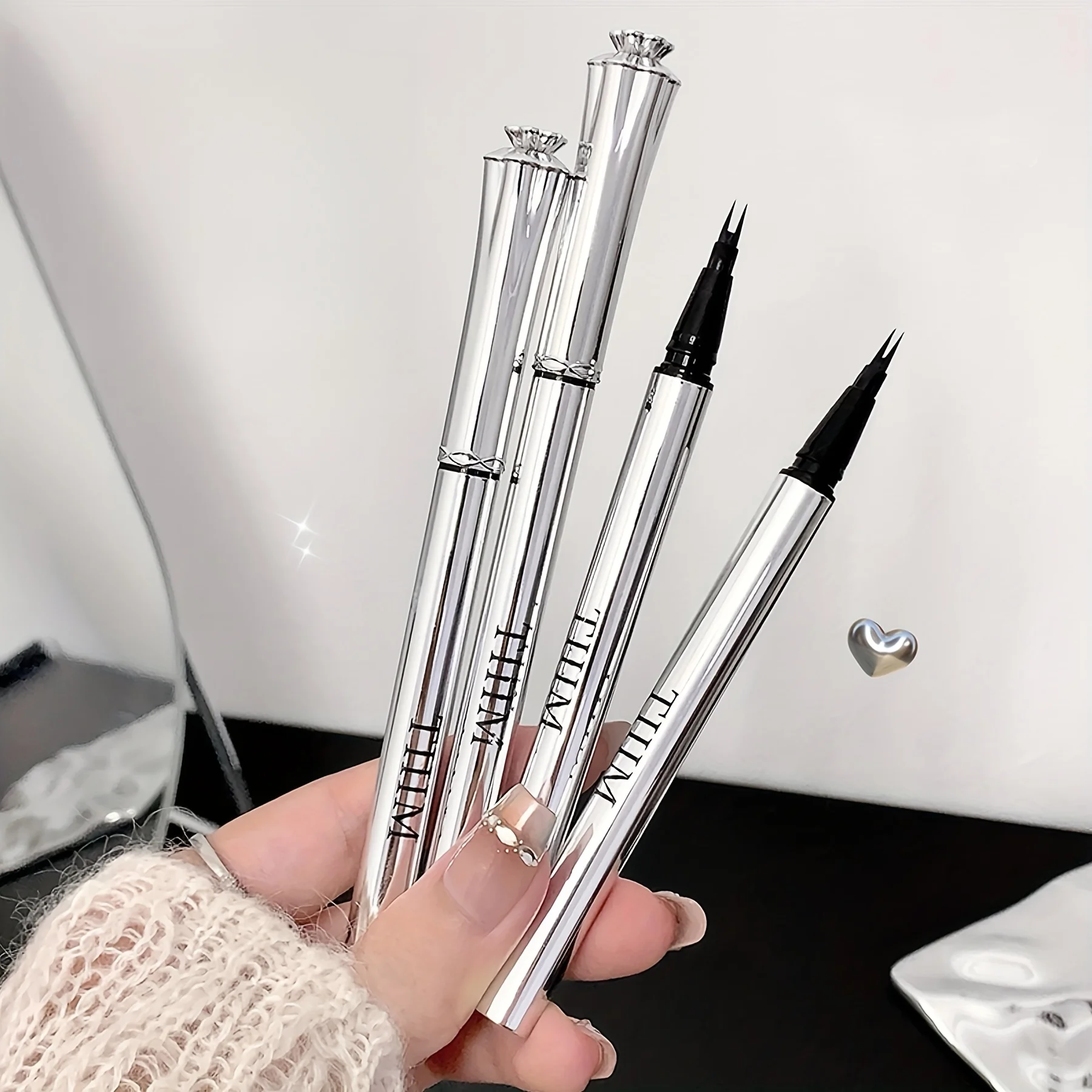 2Points Eyebrow Pencil Long Lasting Easy To Grip Eyebrow Tattoo Waterproof Thin Liquid Lying Silkworm Brow Pen  Makeup New