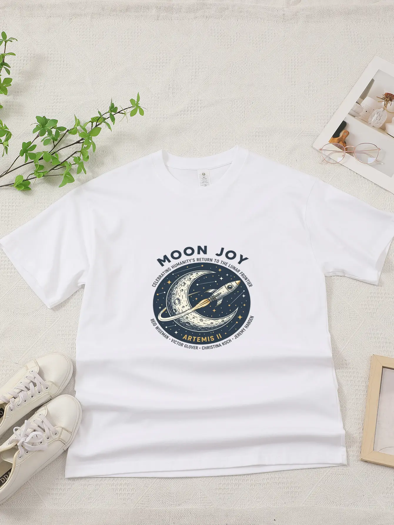 2026 New Style Moon Joy Artemis II Pure Cotton Comfortable T-shirt Humanity Returns to the Moon Gift Women's Summer T-shirt