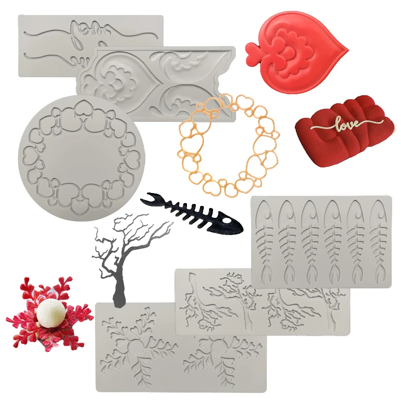Meibum DIY Fondant Moulds Cake Decorating Tools Sugarcraft Silicone Molds Dessert Silicone Pad Kitchen Bakeware Pastry Lace Mat