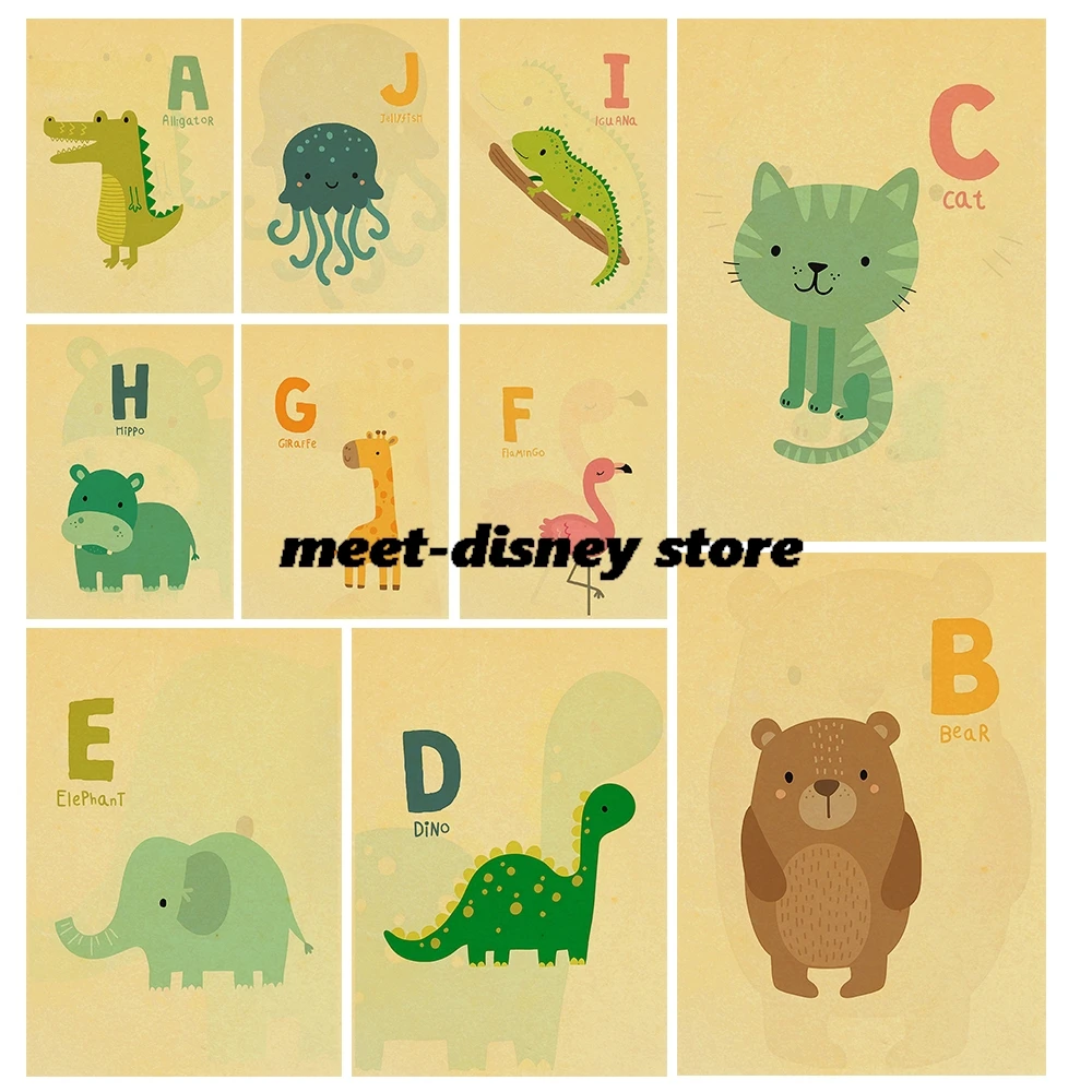 Animal Letter Enlightenment Poster Casual Living Room Kraft Paper Skateboard Wall Room Bar Bedroom Community Dormitory