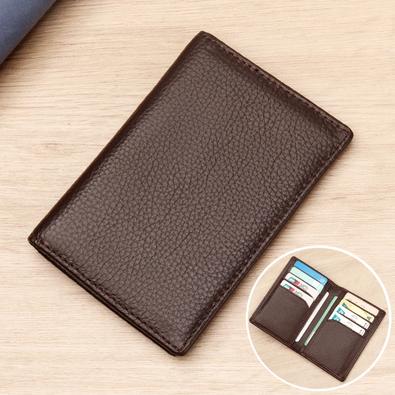 Luxury Genuine Leather Card Wallets Men RFID Blocking Credit Card Holders Women Slim ID Case Male Business Card Holder Bifold