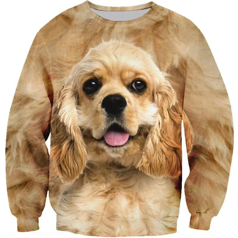 3D Printed Shetland Sheepdog Pomeranian Hoodie Men Pets Dog Graphic Long Sleeved Sweatshirt Spring Autumn Round Neck Pullovers