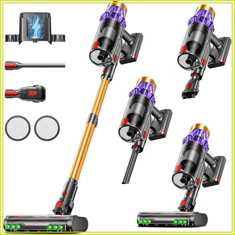 60KPA Cordless Vacuum, 70Min Runtime, Anti-Tangle, Self-Standing, Smart Display, 1.8L Cup for Pet Hair/Carpets