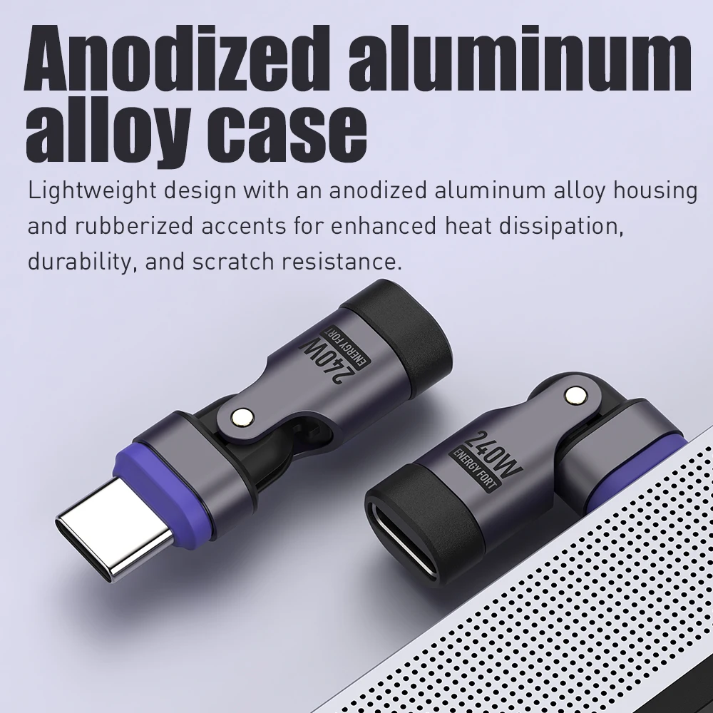 Adattatore magnetico USB C Adattatore da 90 gradi PD 240W Adattatore ad angolo retto di tipo C Connettore USB C da 180 gradi Adattatore da USB C a USB C