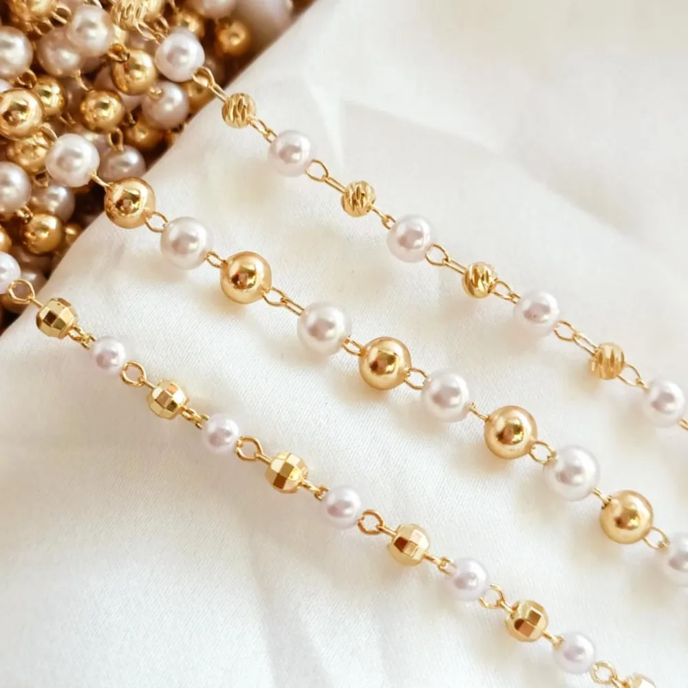 

14K Gold-plated Cut Round Beads, Multi-faceted Beads, Interlocking Beads, Bracelet, Necklace, Loose Chain, DIY Handmade Chain