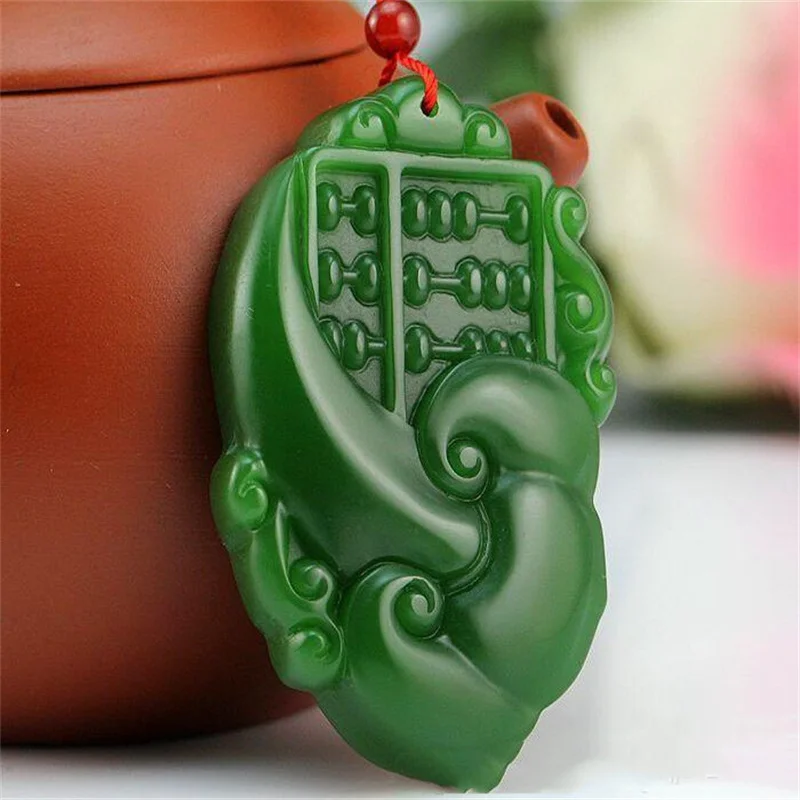 Xinjiang Hetian Jade Jade Wishful Thinking Pendant Spinach Green Men and Women Lucky Transport Pendant