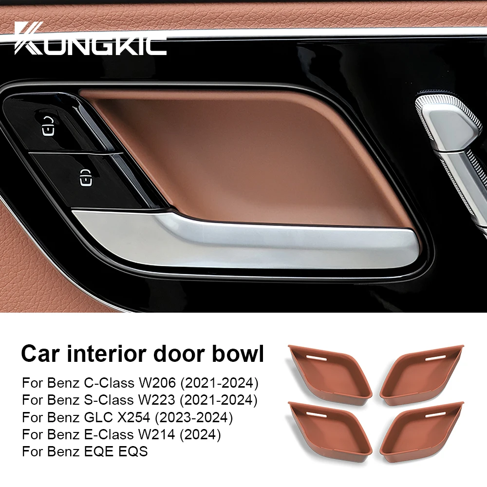 

ABS Inner Door Handle Bowl Decor Cover For Mercedes Benz C E S GLC Class W206 W223 X254 W214 EQE EQS Trim Interior Accessories