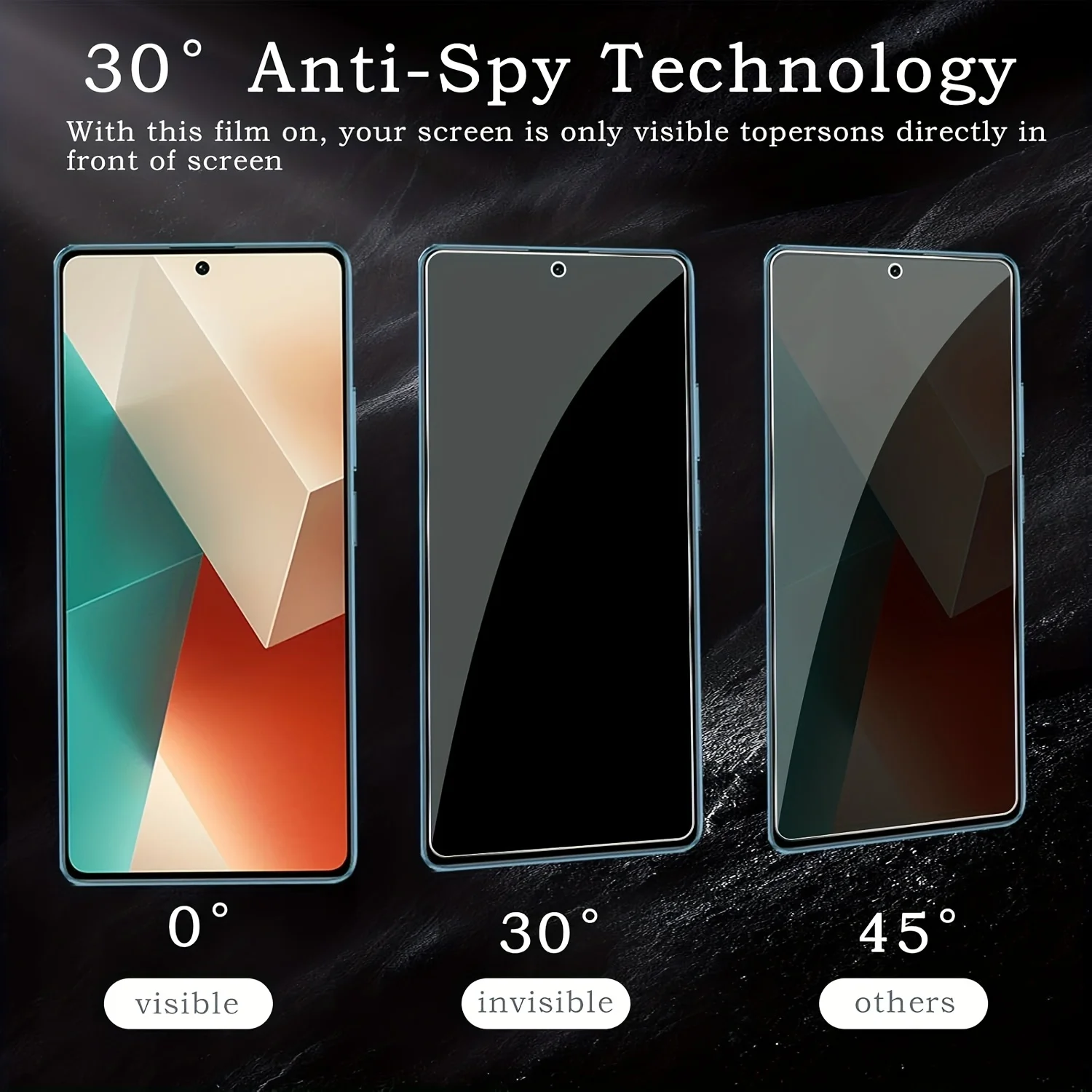 3 Pcs Privacy Tempered Glass Screen Protector Compatible With Xiaomi Redmi 9H Hardness, Anti-scratch/Anti-fingerprint