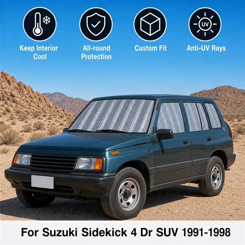 For Suzuki Sidekick 4 Dr SUV 1991-1998 Full Set Car Window Sunshades UV Block Privacy Heat Insulated Foldable Car Curtain