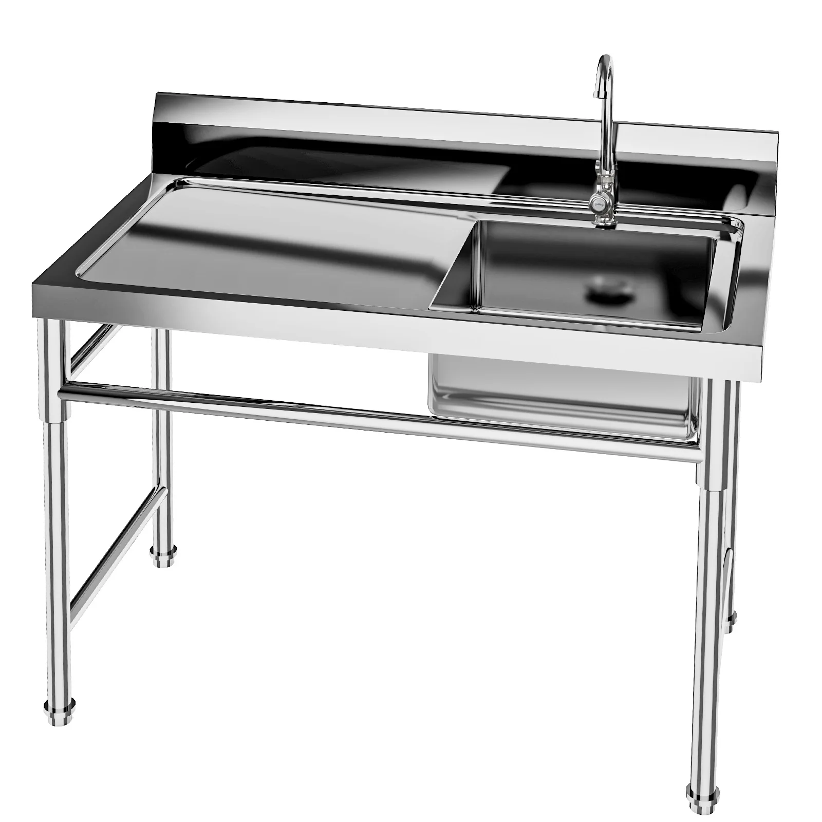 

Stainless Steel Commercial Kitchen Sink 120*60*80cm Durable and Sturdy with a Faucet