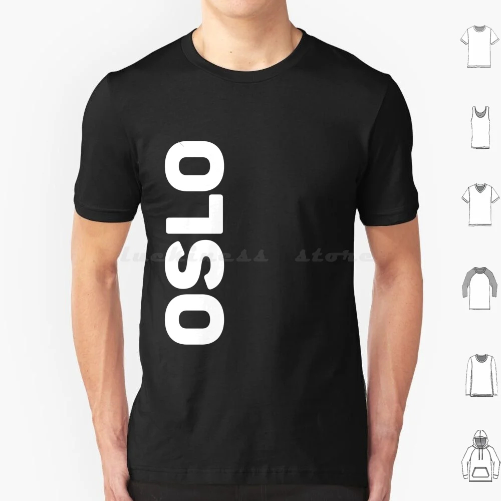 Oslo T Shirt Big Size 100% Cotton Oslo Norway Travel Oslo Vertical Text Oslo Sideways Text Oslo White Text Oslo Design Oslo