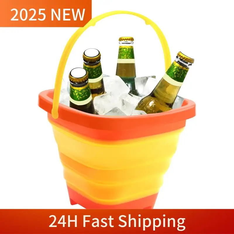 A49U 3PCS Foldable Bucket Foldable Pail Bucket Sand Buckets Silicone Collapsible Bucket For Kids Beach Play Camping 2L