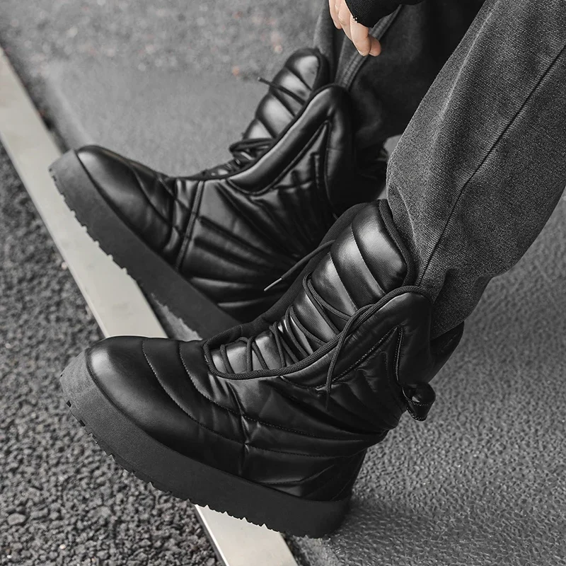 

Autumn and Winter New Men's Flat High-top Solid Color Series Anti-slip Outdoor Versatile Fashion Boots Niche Fashion Trend Brand