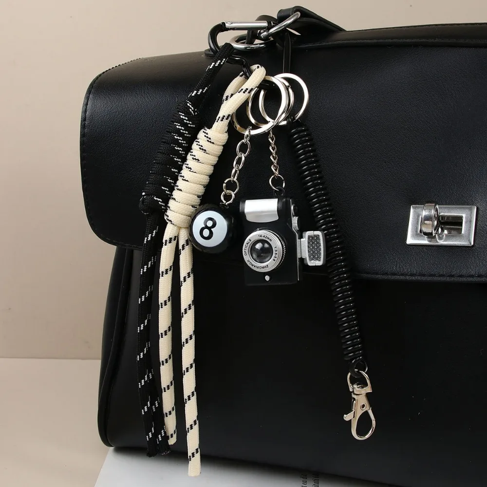 Creative Elegant Rugby Tassel Keychain PVC Alloy Versatile Bag Charm Woven Rope Bear Leather Baseball Pendants Party